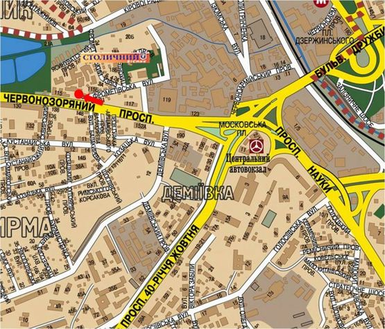 Схема рекламної площини за адресою Лобановского пр. (бывш. Краснозвездный пр.), 115-а, в сторону Севастопольская пл.