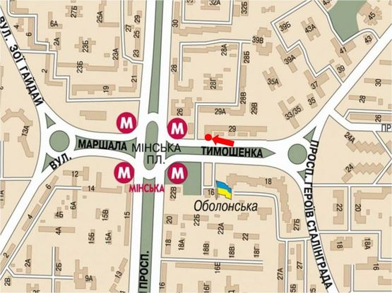 Схема рекламной плоскости по адресу Тимошенко ул., 29, перед рестораном ""МакДональдз"", в сторону Оболонский пр.
