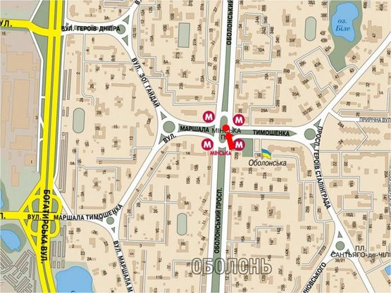 Схема рекламной плоскости по адресу Оболонский пр. / Минская пл., разделитель, ст. м. "Минская"