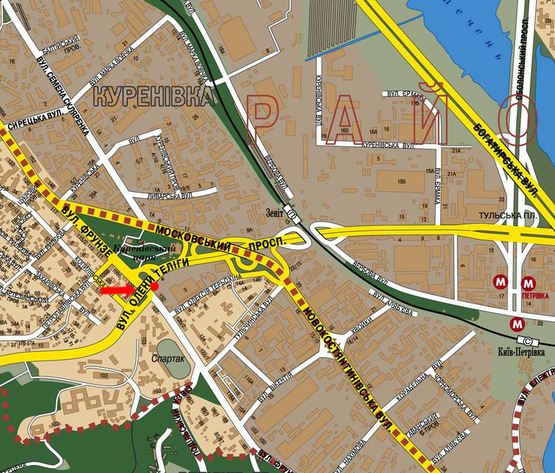 Схема рекламной плоскости по адресу Телиги ул., напротив клуба "Freeдом", в сторону Бандеры пр. (бывш. Московский пр.)