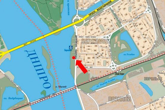 Схема рекламной плоскости по адресу Днепровская Набережная, 9А, в сторону Соборности пр. (бывш. Воссоединения пр.)