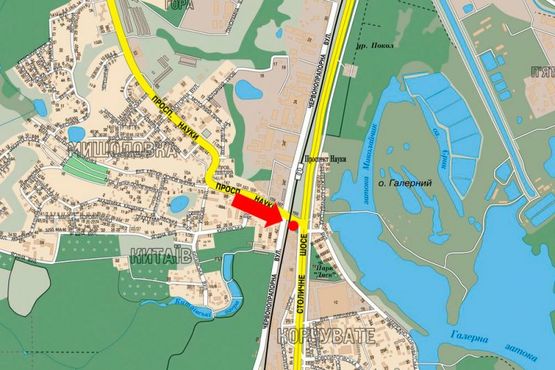 Схема рекламної площини за адресою Науки пр., выезд на Столичное шоссе, 56/ 66