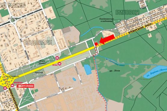 Схема рекламной плоскости по адресу Броварской пр. / Попудренка ул., возле "Leroy Merlin", в центр