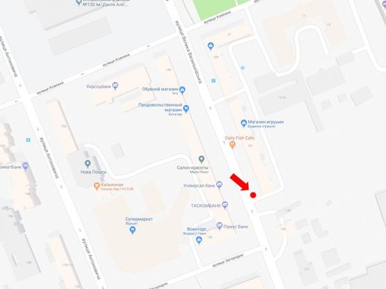 Схема рекламной плоскости по адресу Б. Васильковская ул. (бывш. Красноармейская ул.), 131, возле АЗС "Amic", в сторону ст. м. "Лыбедская"