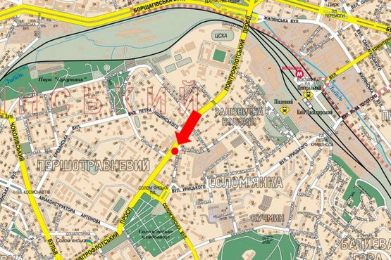 Схема рекламної площини за адресою Воздухофлотский пр. / Сурикова ул., 3, напротив, в сторону Соломенская пл.