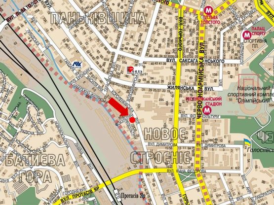 Схема рекламної площини за адресою Короленковская ул., 6, на светофоре, повороте на Мегамаркет и "Батерфляй" в сторону Деловая ул. (бывш. ул. Димитрова)