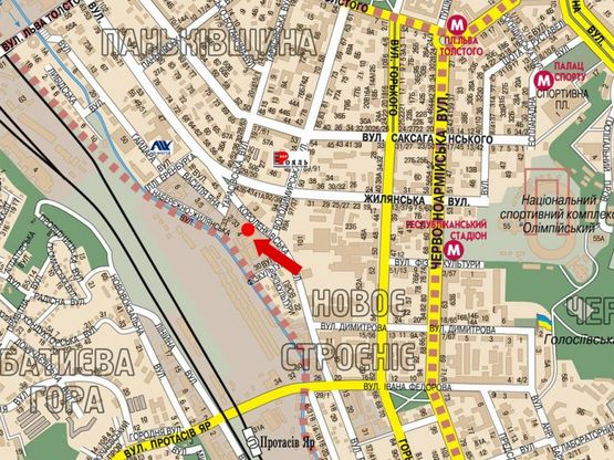 Схема рекламной плоскости по адресу Короленковская ул., 4 / Владимирская ул., на светофоре, в сторону Жилянская ул.