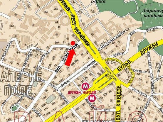 Схема рекламной плоскости по адресу Кудри ул., 43 / Чигорина ул., 100 м до Украинки бул.