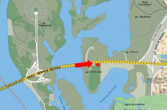 Схема рекламной плоскости по адресу Ватутина пр., ТРЦ "Skymall", в сторону Троещины