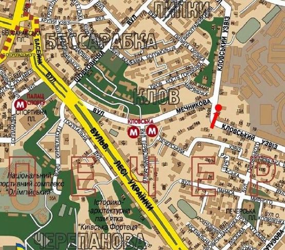 Схема рекламной плоскости по адресу Кловский спуск, 9/2 / Мечникова ул., на светофоре, в сторону Институтской ул.