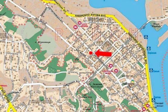 Схема рекламной плоскости по адресу Константиновская ул., 35 / Щекавицкая ул., возле кинотеатра "Жовтень"