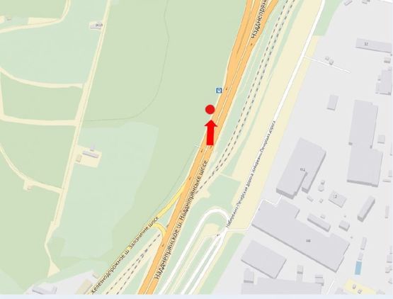 Схема рекламной плоскости по адресу Надднепрянское шоссе, 150м от Железнодорожное шоссе, в центр