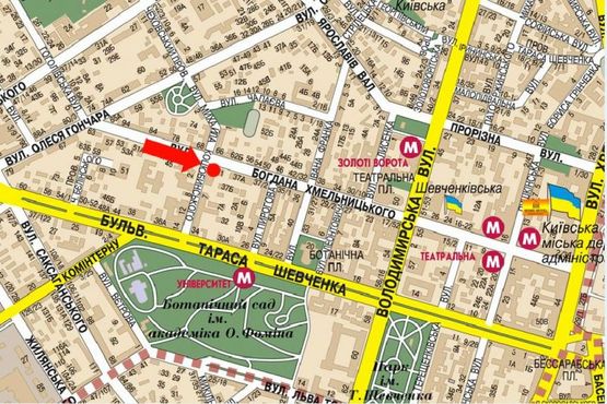 Схема рекламной плоскости по адресу Хмельницкого ул., 37 / Коцюбинского ул., в сторону Владимирская ул.