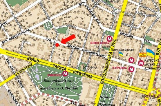 Схема рекламной плоскости по адресу Хмельницкого ул., 37 / Коцюбинского ул., в сторону Гончара ул.