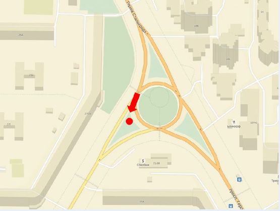 Схема рекламной плоскости по адресу Героев Сталинграда пр. / Малиновского ул., на клумбе, в сторону Малиновского ул.