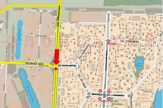 Схема рекламной плоскости по адресу Богатырская ул. / Полярная ул., разделитель, супермаркет "Эпицентр", в сторону Петровки