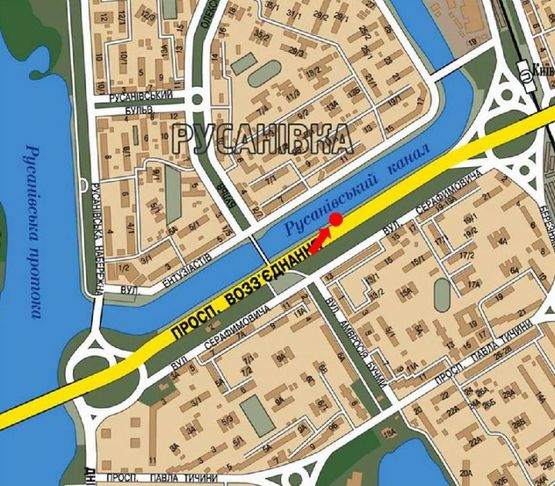 Схема рекламної площини за адресою Соборности пр. (бывш. Воссоединения пр.), остановка "Березняки", в сторону Дарницкая пл. (бывш. Ленинградская пл.)