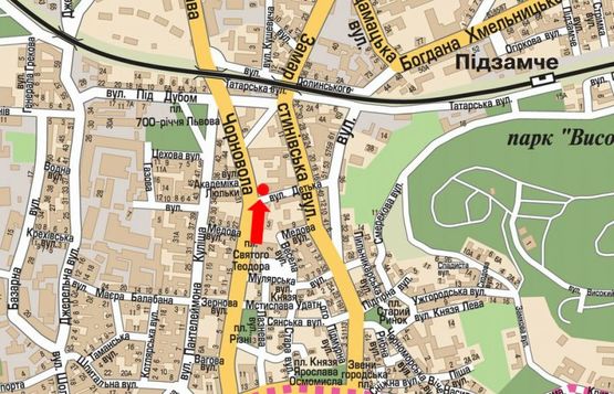 Схема рекламної площини за адресою Черновола пр. /  Детька ул., 200 м. до ТРЦ "Forum Lviv", из центра