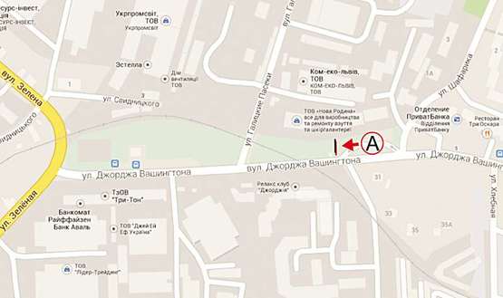 Схема рекламной плоскости по адресу Вашингтона  за поворотом з Зеленої К 1 А ниж. ТЦ МЕТРО