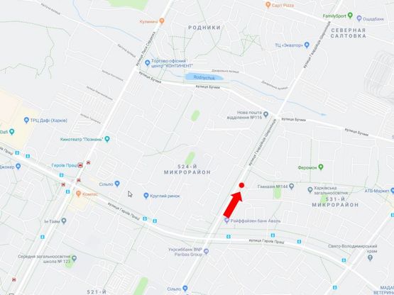 Схема рекламної площини за адресою Гвардейцев Широнинцев ул., 54, из центра