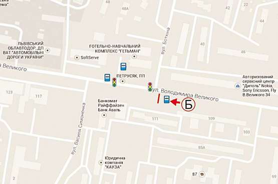 Схема рекламной плоскости по адресу Володимира Великого напроти вул. Боткіна ст. В