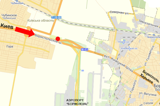 Схема рекламної площини за адресою Трасса Киев-Борисполь, разделитель, в сторону а/п Борисполь