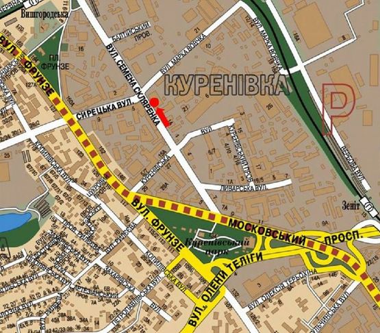 Схема рекламной плоскости по адресу Скляренко ул., 5, возле супермаркета "Олди", в сторону Луговая ул.