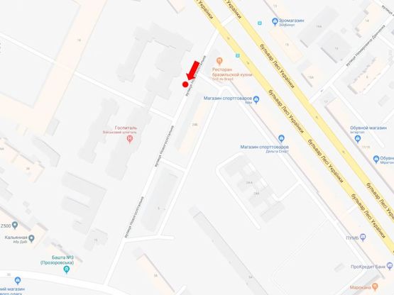 Схема рекламной плоскости по адресу Новогоспитальная ул. (бывш. Щорса пер.), 24б, в сторону ул. Коновальца (бывш. Щорса ул.)