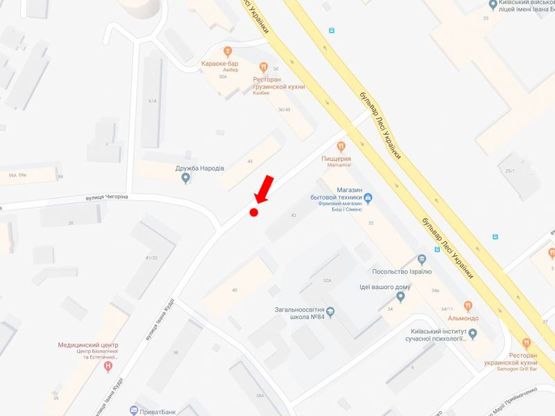 Схема рекламної площини за адресою Кудри ул., 42 / ул. Чигорина, в сторону ст.м. "Лыбедская"