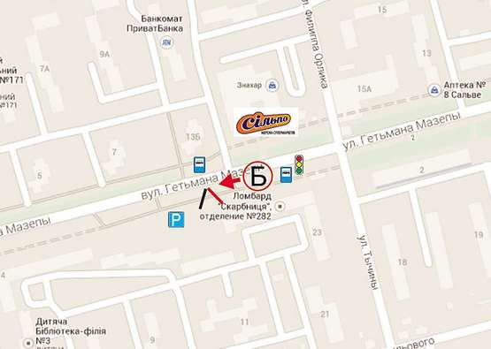 Схема рекламной плоскости по адресу Гетьмана Мазепи, 12 Б