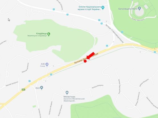 Схема рекламной плоскости по адресу Дружбы Народов бул., 150м. за пл. ГВОВ, в сторону бул. Украинки, ст.м. "Дружбы народов"