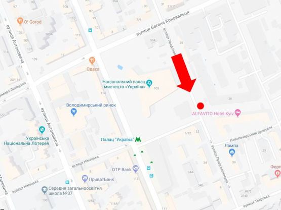 Схема рекламної площини за адресою Предславинская ул., 35, возле дворца "Украина", в сторону ул. Тверская