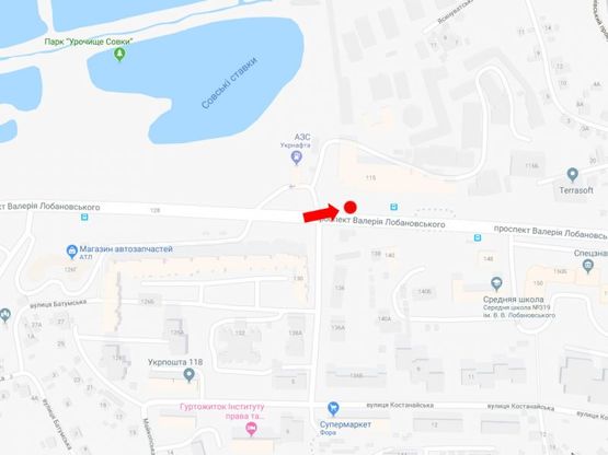 Схема рекламной плоскости по адресу Лобановского пр. (бывш. Краснозвездный пр.), 115, возле АЗС "Укрнафта", в сторону Демеевская пл. (бывш. Московская пл.)