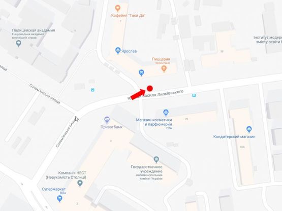 Схема рекламной плоскости по адресу Липковского ул. (бывш. Урицкого ул.), 40, на светофоре, в сторону центра