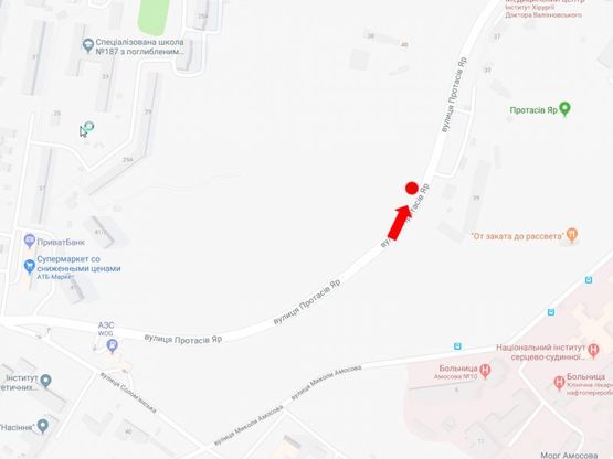 Схема рекламної площини за адресою Протасов Яр ул., 39, в сторону ул. Федорова