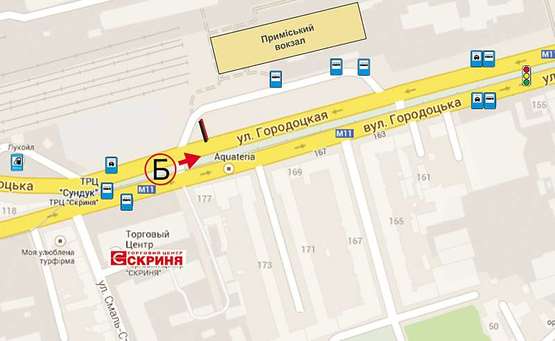 Схема рекламной плоскости по адресу Городоцька К1( приміський вокзал, напроти привокзальний ринок ст. Б нижній №4 )