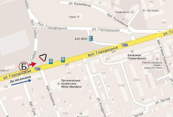 Схема рекламной плоскости по адресу Городоцька - вул. Сяйво (в центр по вул. Городоцькій)