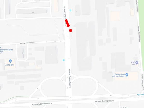 Схема рекламної площини за адресою Телиги ул., 2 - ул. Гонты, на светофоре, в сторону ст. м. "Шулявская"