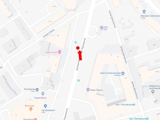 Схема рекламної площини за адресою Черновола ул., 8, в сторону ул. Сечевых Стрельцов (бывш. ул. Артема)