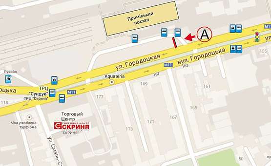 Схема рекламной плоскости по адресу Городоцька К3( приміський вокзал, напроти привокзальний ринок ст. А верхній №8 )