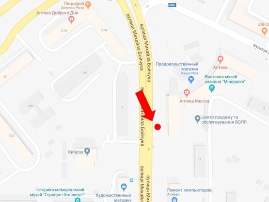 Схема рекламної площини за адресою Бойчука ул. (бывш. Киквидзе ул.), 1/2, из центра