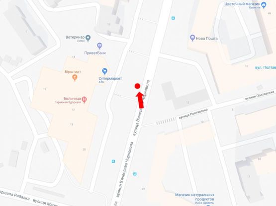 Схема рекламной плоскости по адресу Черновола ул., 12, в сторону ул. Сечевых Стрельцов (бывш. ул. Артема)
