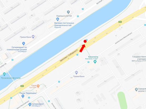 Схема рекламной плоскости по адресу Соборности пр. (бывш. Воссоединения пр.), напротив McDonald's, в сторону Дарницкой пл.