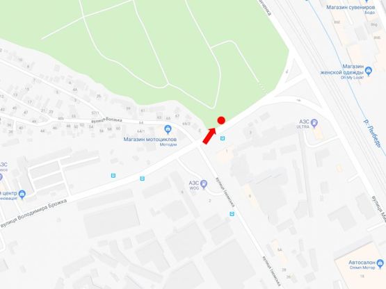 Схема рекламної площини за адресою Брожко ул. (бывш. Кировоградская ул.) / ул. Изюмская, на светофоре, в сторону ул. Гринченко