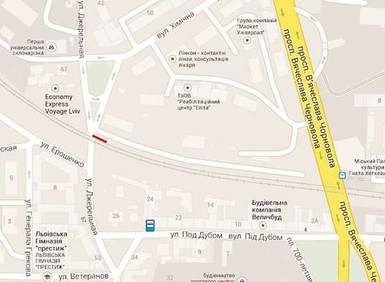 Схема рекламной плоскости по адресу Джерельна (міст, до "Краківського ринку") лівий