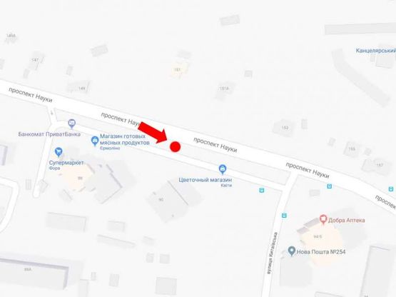 Схема рекламной плоскости по адресу Науки пр., 90 в сторону Столичного шоссе