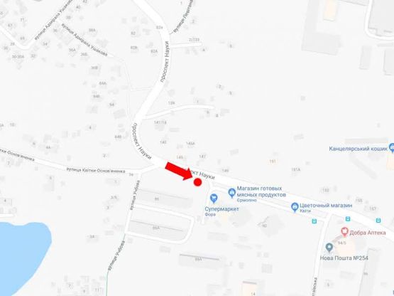 Схема рекламной плоскости по адресу Науки пр., 86 в сторону Столичного шоссе