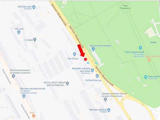 Схема рекламной плоскости по адресу Освободителей пр., 9, в сторону Броварского пр.