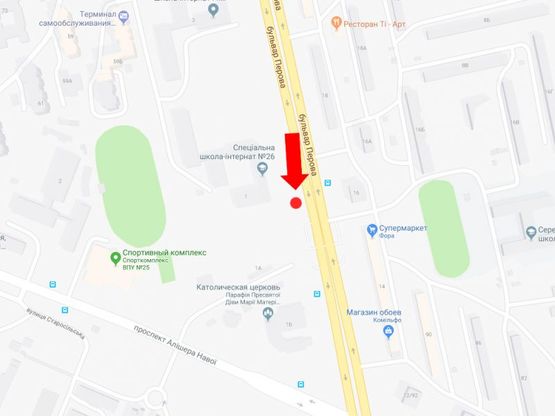 Схема рекламної площини за адресою Перова бул., 1, в сторону Броварского пр.