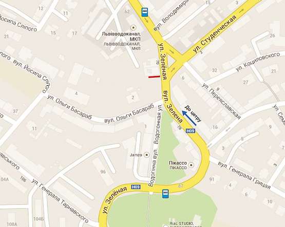 Схема рекламной плоскости по адресу Зелена, 72 (зправа)